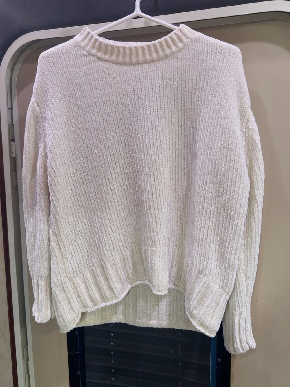 Cynthia Rowley Cream Ribbed Crewneck Sweater